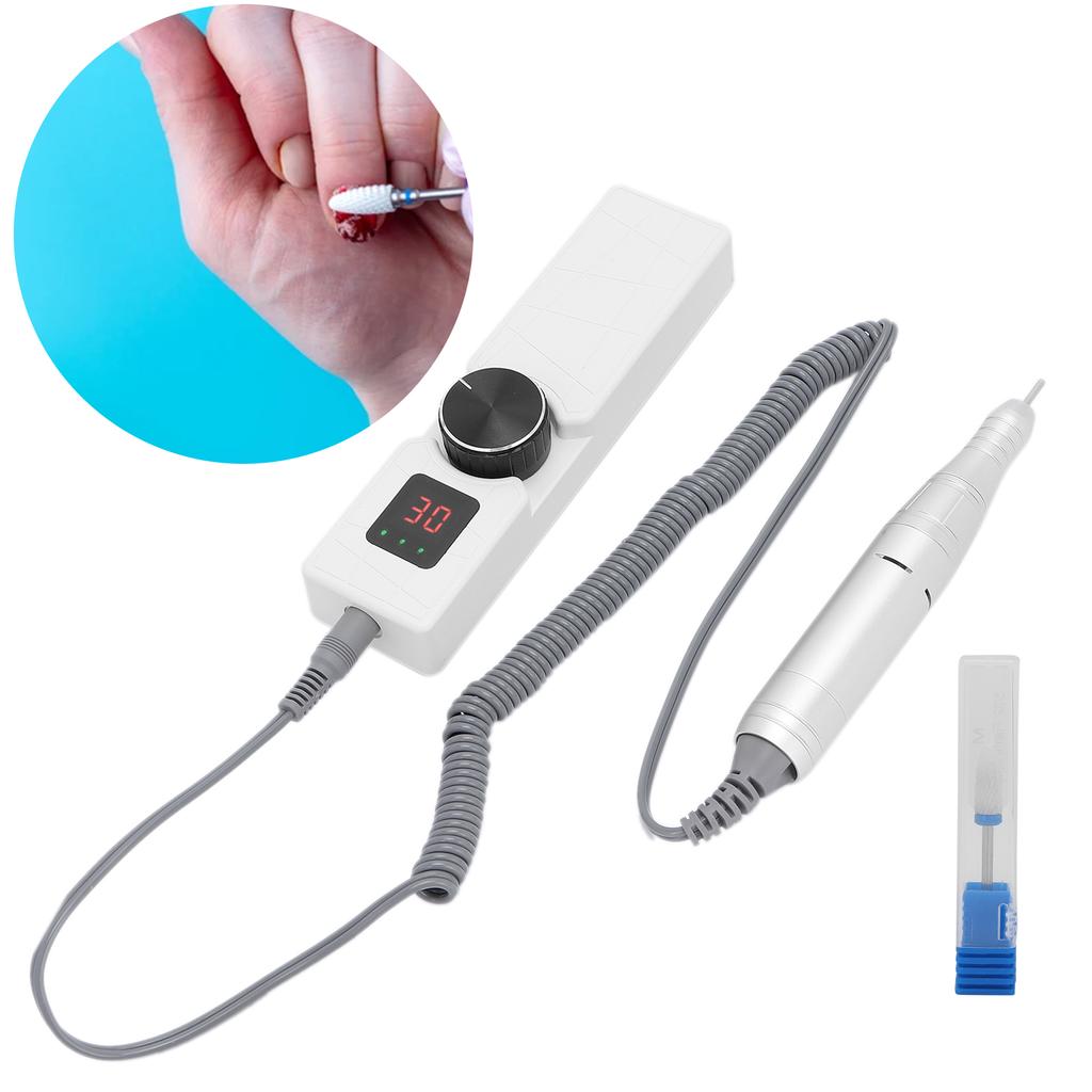 30000RPM USB Charging Electric Nail Drill Machine Portable Nail Grinding Polisher (White)