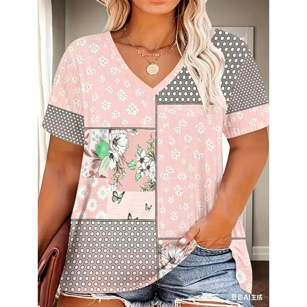 Comfortable Simple Women s V-neck Top Casual Versatile Short-sleeved Daily T-Shirts Women’s S