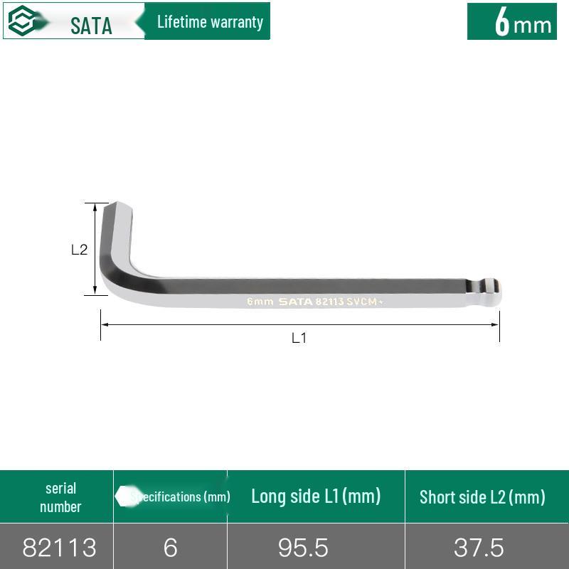 SATA Hex Key L-Type Flat & Ball Head Metric Screwdriver, Sizes 82104-82119