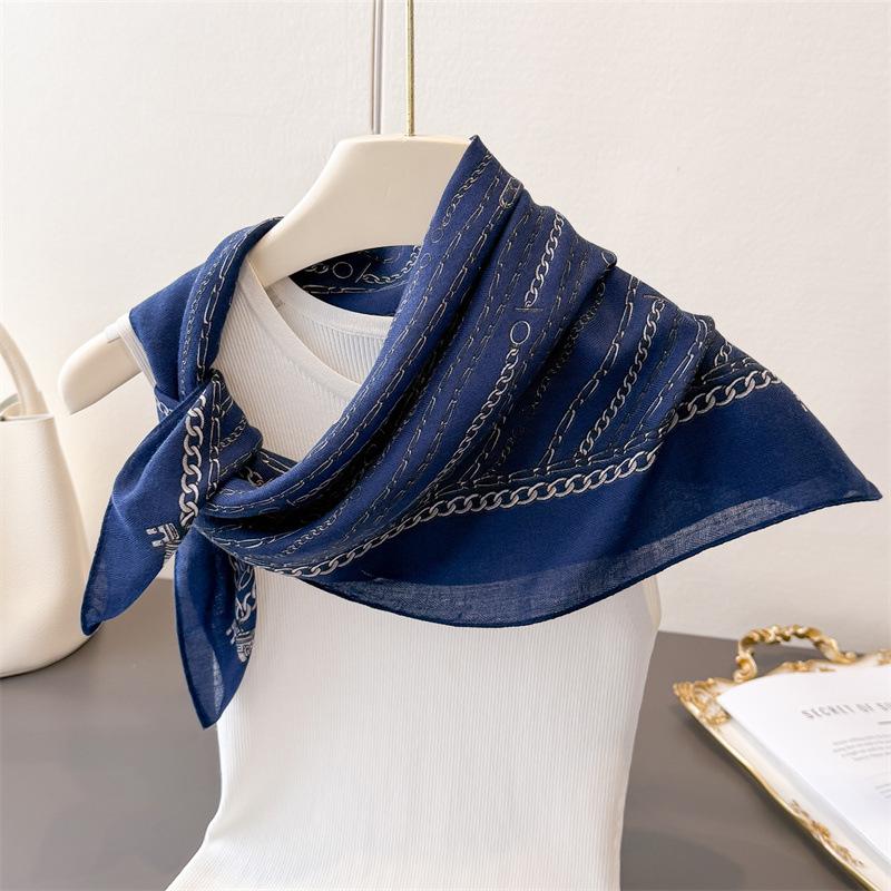 Polka Dot Style Herringbone Pattern Cotton And Linen Small Square Scarf Silk Scarf Imitation Velvet Headscarf Shawl Sun Protection Scarf Women'S Scarf