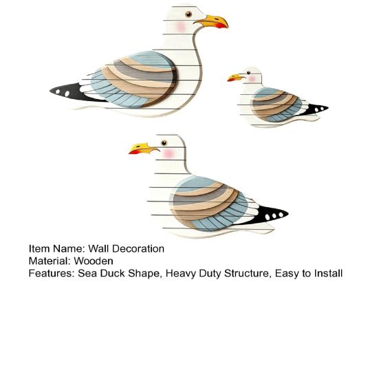 3Pcs/Set Wooden Sea Duck Wall Decoration Farmhouse Rustic Sea Bird Wall Art Sculpture Home Living Room Bathroom Wall Decorative Sign