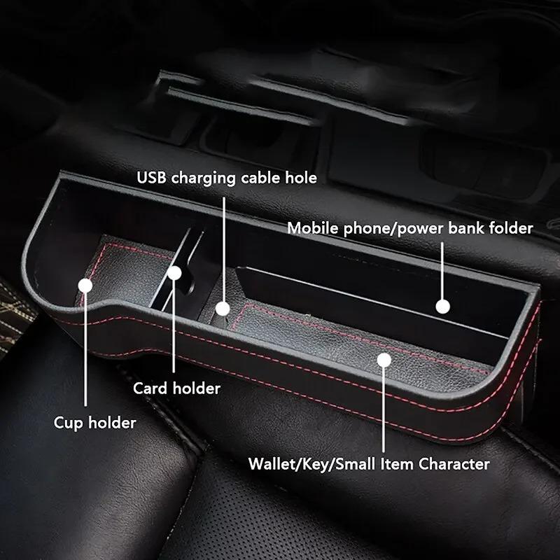 Leder Auto Sitz Lücke Aufbewahrungsbox Becher Multifunktionale Tasche Fänger Organizer Handy Flasche Becher Halter Auto Zubehör
