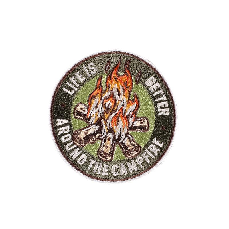 Bonfire Embroidered Patch - Round Cloth Label for DIY Clothing & Accessories