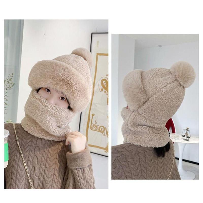 Winter Scarf Hooded Set For Women Outdoor Ski Beanies Warm Riding Keeping Warm Scarf Hat