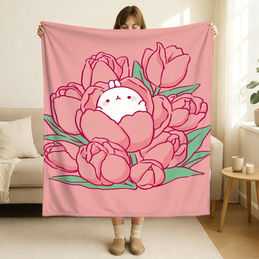 Kreslená Kawaii M Molang Deka Měkká a Šetrná k Pleti Pro Pohovku Postel Dřímotu Přehoz Na Postel Na Všechna Roční Období Přikrývka