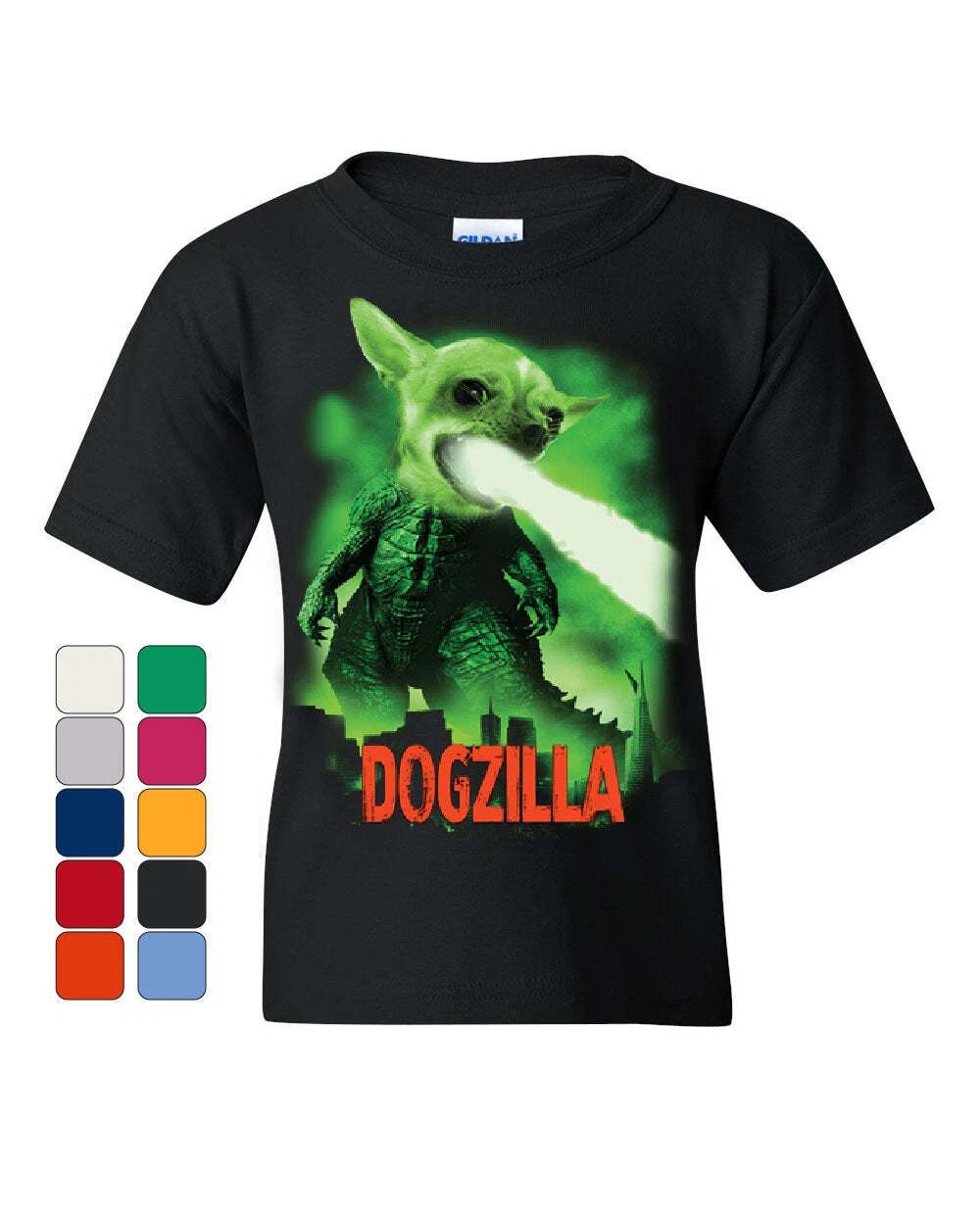 Dogzilla Funny Youth kids boys T-Shirt Movie Parody Dog Pet Lovers Atomic Breath Kids Tee 160