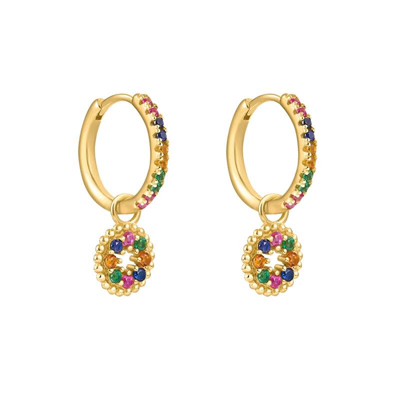 Rainbow Colored Zircon Ear Buckle Set, Love Water Drop Pendant, Small Earrings, Light Luxury and Exquisite Stacked Women's Earrings.