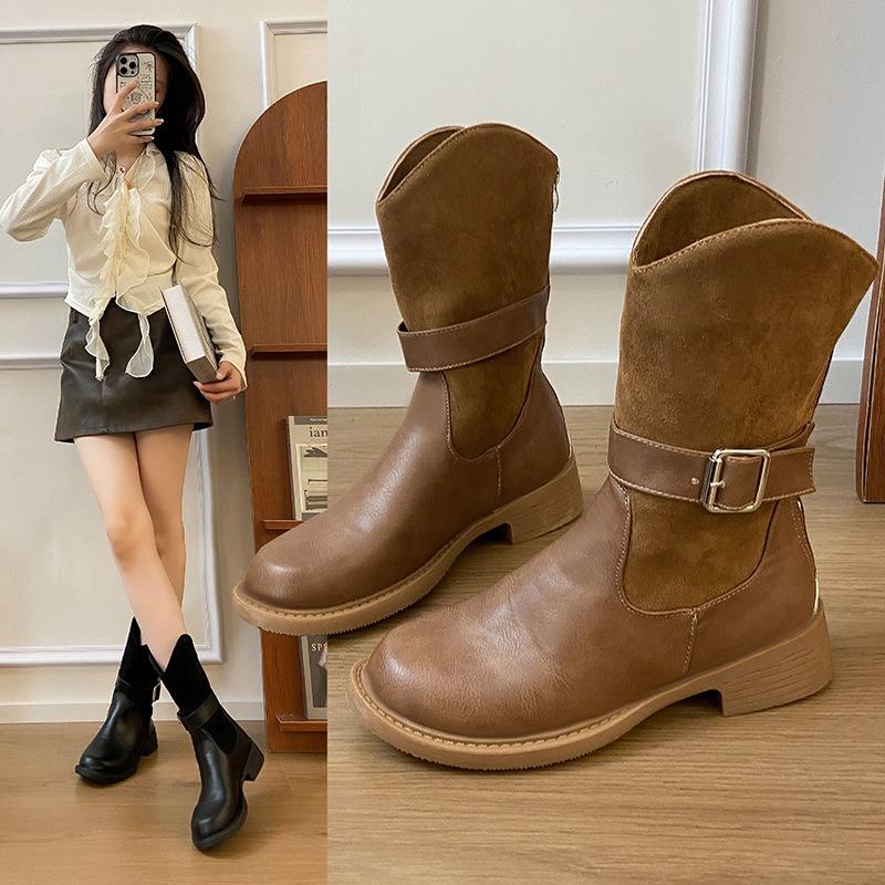 

Brown Maillard Boots Martin Boots Women s New Autumn and Summer Thick-soled Western Cowboy Medium Boots Martin Boots 42