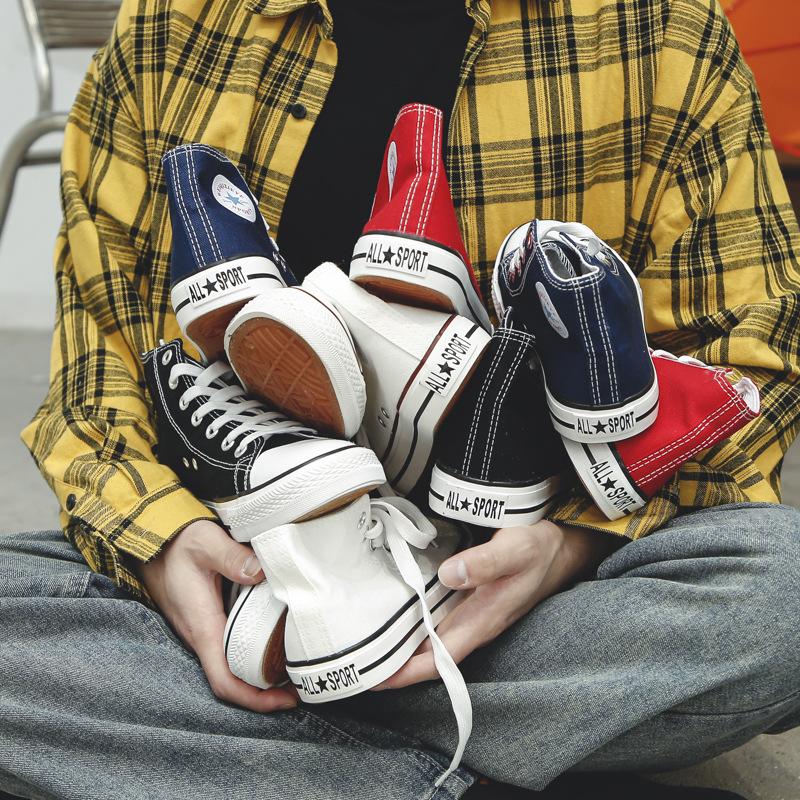 

Высокие парусиновые туфли для студентов мужского пола 2025 года в гонконгском стиле, классические, корейские, повседневные, японские, универсальные, оптовая продажа, трендовые женские туфли для сноуборда 35 Female