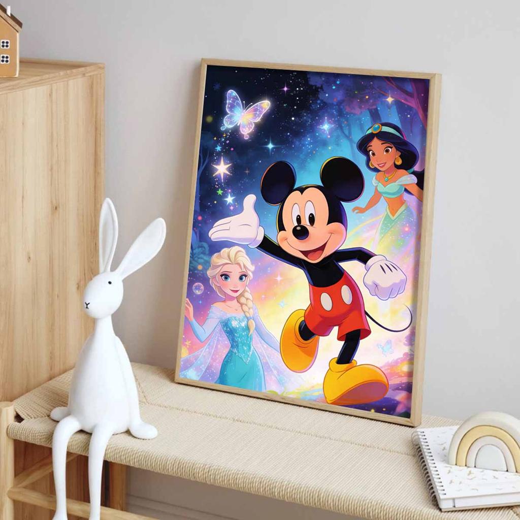 Disney Diamond Painting Kit Full Diamond Round Mickey Jasmine Elsa Decor Home Decor Craft Gift