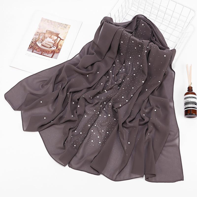 women plain bubble pearl chiffon scarf Head hijab wrap solid shawls headband foulard femme muslim hijabs stores