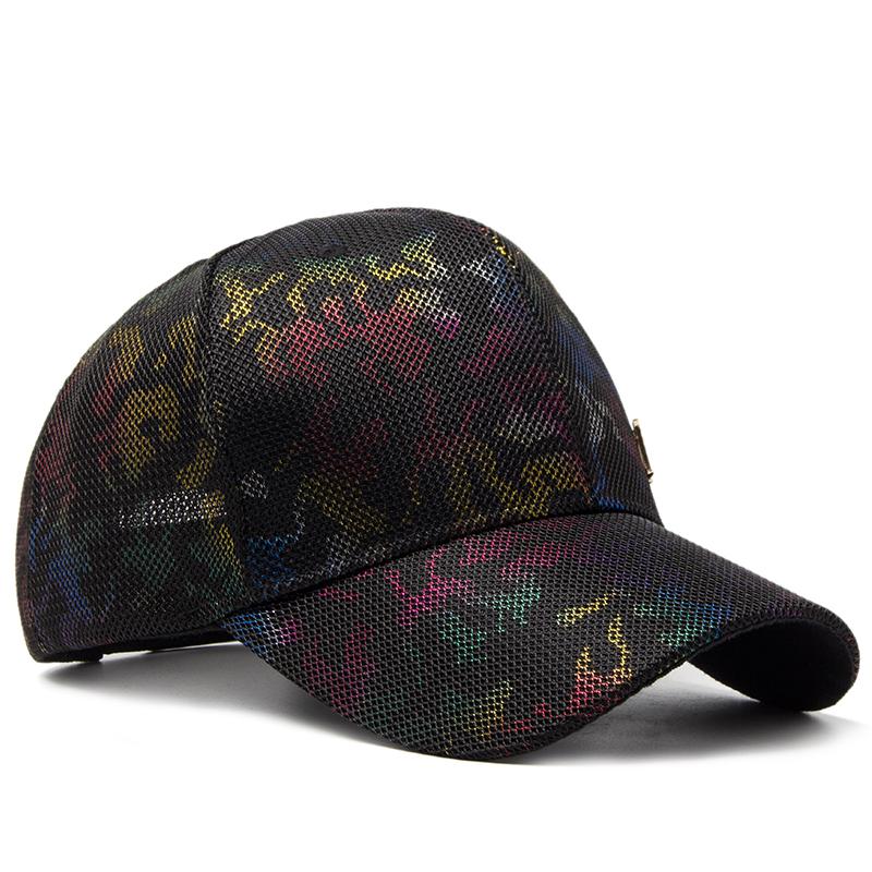 New Women's Baseball Cap Summer Casual Mesh Cap Fashion Metal Decoration Baseball Caps Print Outdoor Sun Visor Hat Adjustable