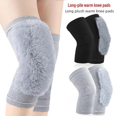 High Elasticity Faux Rabbit Fur Knee Warmers - Close-Fitting, Long Pile for Cold Weather Protection