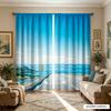 2PCS Seaside Coastal Highway Scenic Print Curtains Floral Window Treatment Applicable To Print Curtains for Home Decor