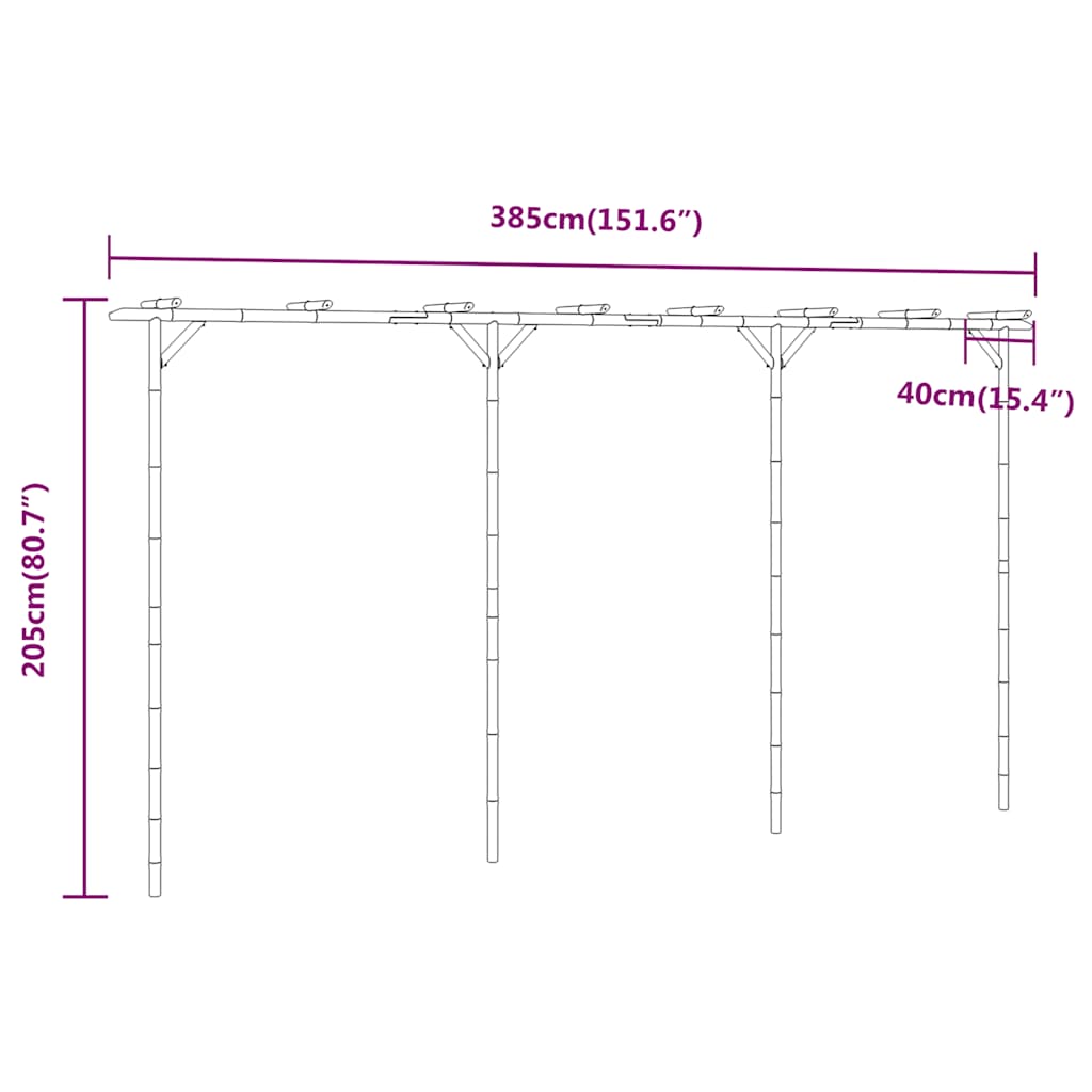 Vidaxl Pergola Bambusowa, 385 X 40 X 205 Cm
