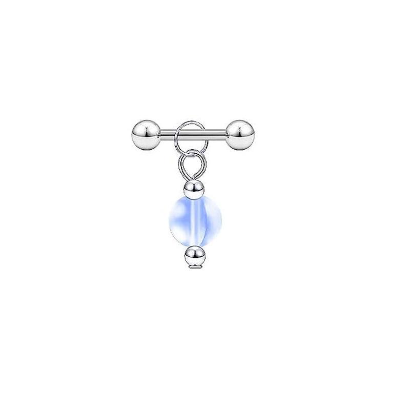 Fashion Stainless Steel Industrial Piercing Long Rod Chain Star Tragus Earrings Jewelry for Women Men