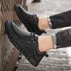 Fashion Men's Leather Casual Shoes Handmade Breathable Shoes Soft Low-top Working Shoes