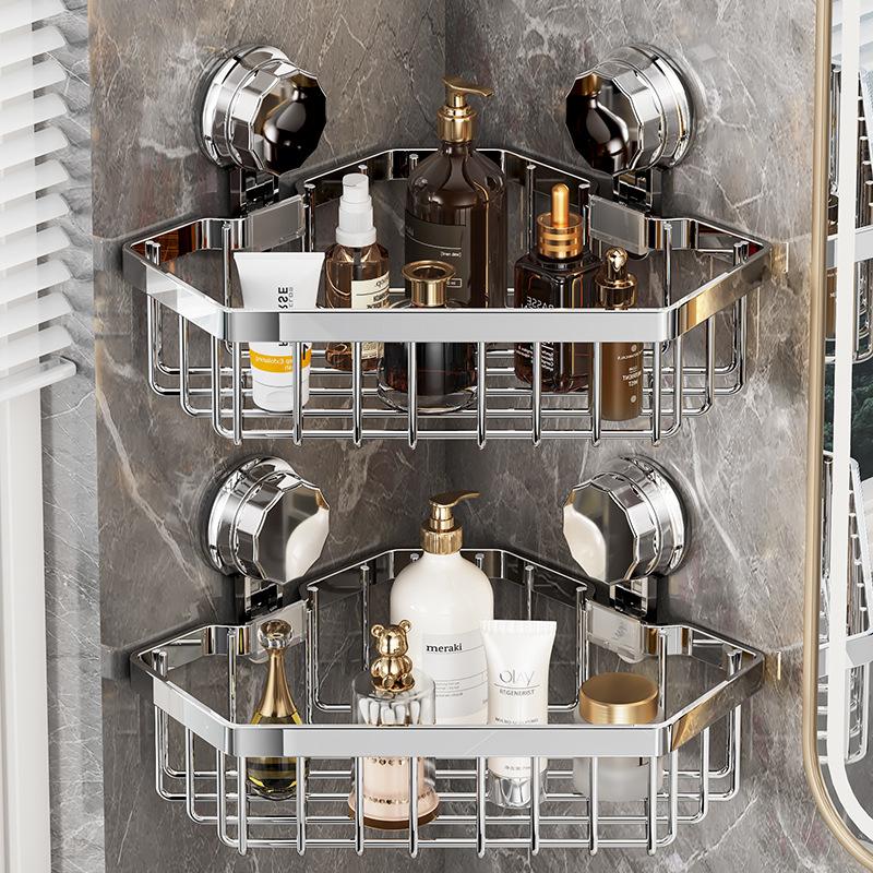 2025 New Bathroom Bathroom Rack No Punching Suction Cup Wall Hanging Shampoo Shower Gel Bathroom Storage Rack