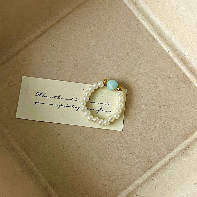 Color crystal beaded ring  niche design sense high-end finger ring light luxury temperament all-match ring accessories