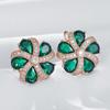 Shiny Green Natural Zircon Drop Earrings For Women Trend  Rose Gold Color Bride Wedding Fine Jewelry Crystal Gift