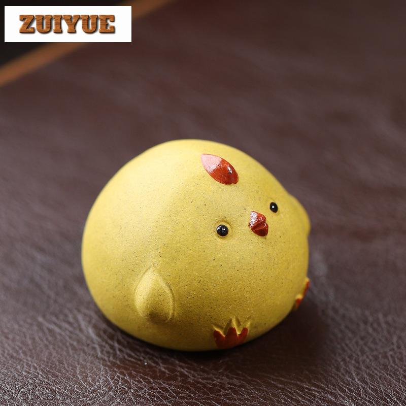 Yixing Zisha Cute and Cartoon Chicken Tea Pet Boutique Flowerpot Landscaping Tea Figurine Play Toys Tea Statue Ornaments Gift