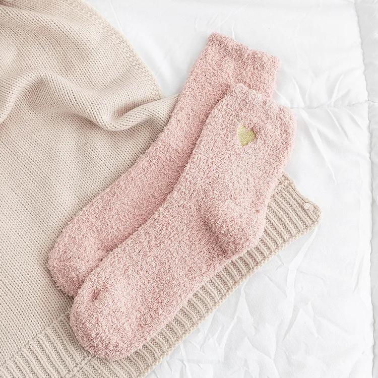 Coral Fleece Socks for Autumn Winter Caring Home Floor Socks Sleeping Socks Half Flannel Women Middle Tube Socks Warm and Thick