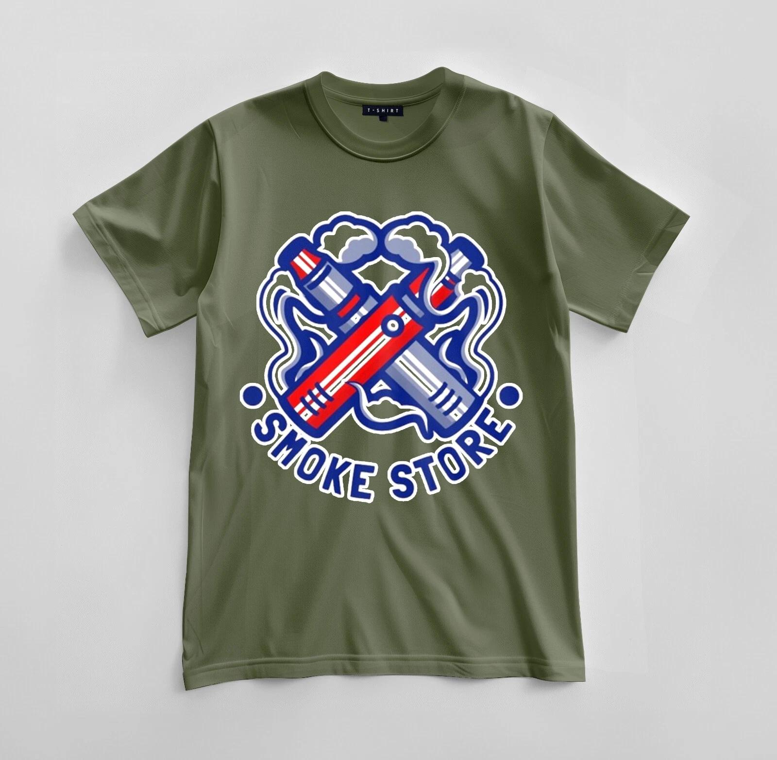 Custom Smoke Store Graphic T-shirt Design Unisex Jersey Short Sleeve Tee L