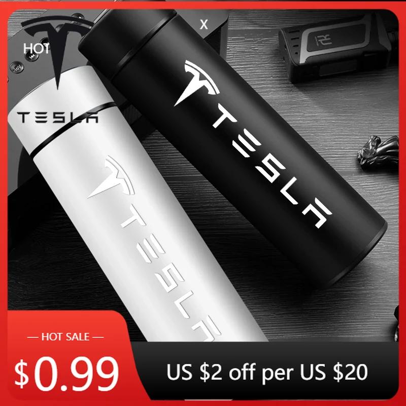 Car Sticker Tesla 500ML Car Vacuum Cup Thermos Mug 304 Stainless Steel Kettle Teapot For Tesla Model-3 Model-S X Y Cybertruck Ro
