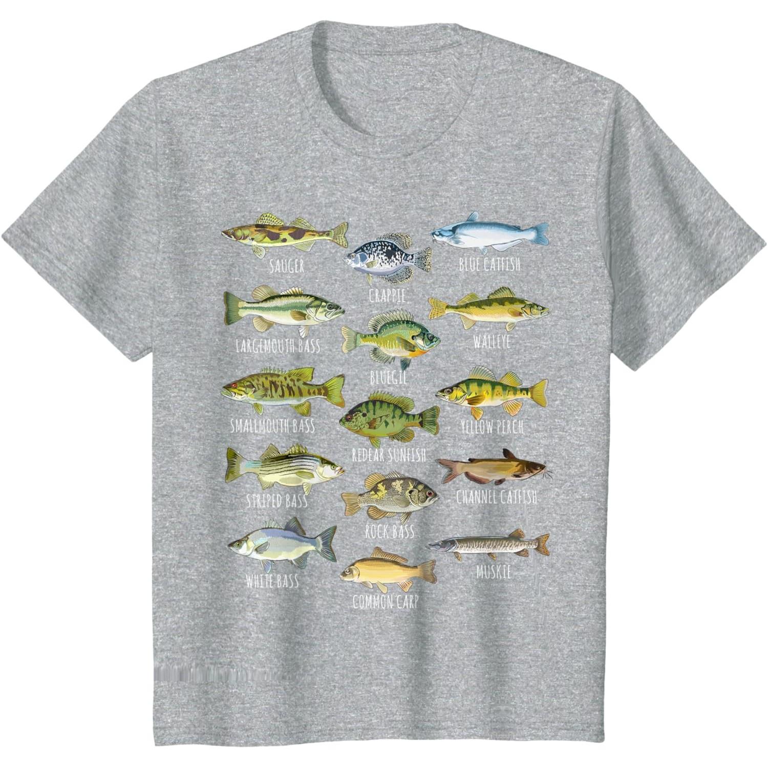 

Kids Fish Species Biology Types of Freshwater Fish Fishing T-Shirt S