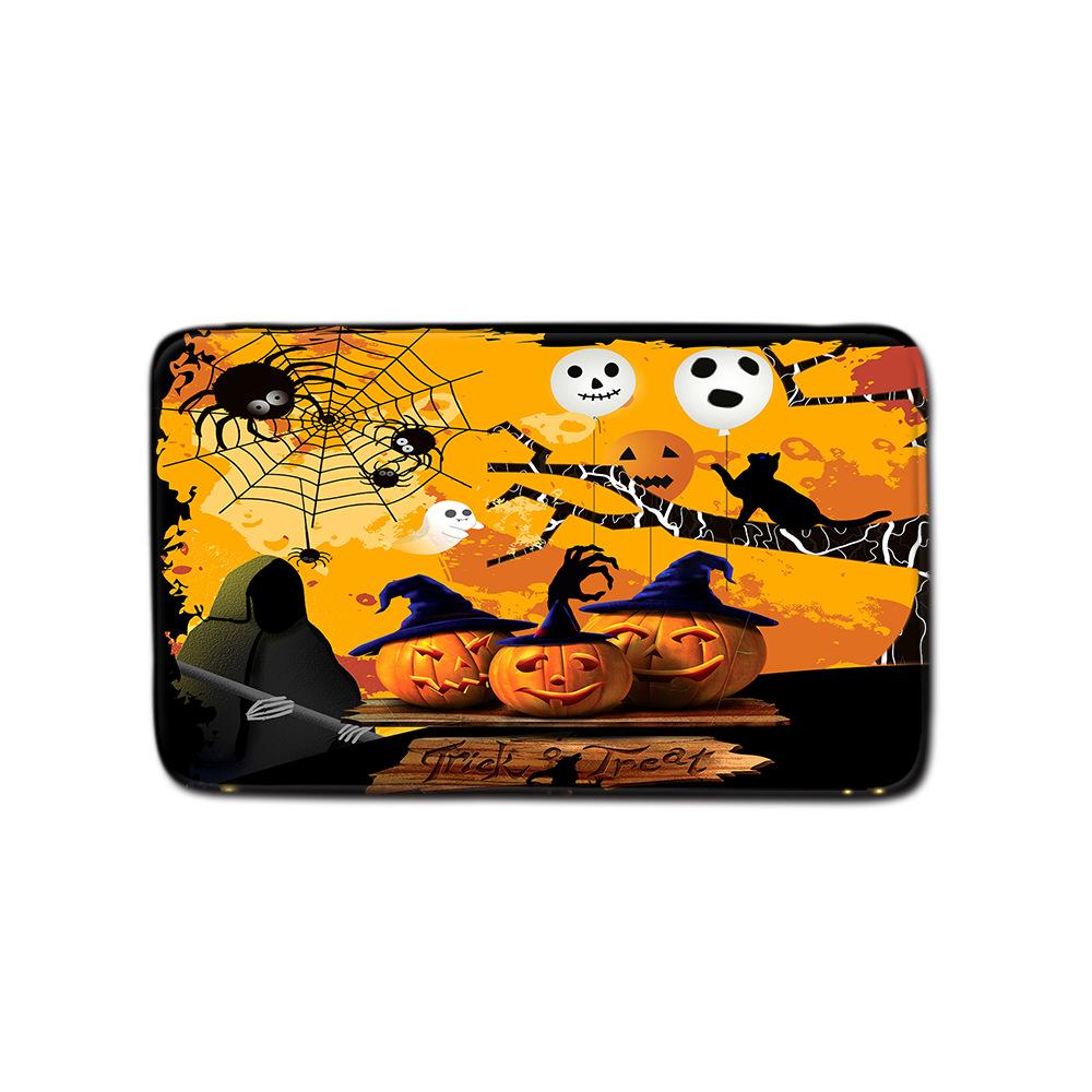 Halloween Shower Curtain Floor Mat Combination Four-Piece Set Bathroom Toilet Carpet Shower Room Foot Door Mat