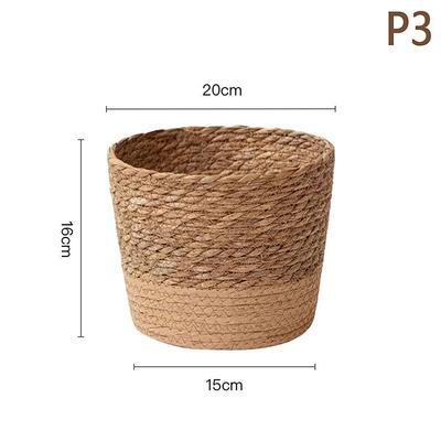 1Pc Straw Weaving Flower Plant Pot Wicker Basket Rattan Flowerpot Storage Basket Garden Flowerpot Handmade Woven Planter Basket