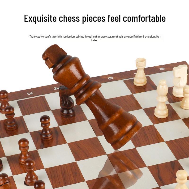 Solid Wood Foldable Double Queen Chess Set for Adults & Children