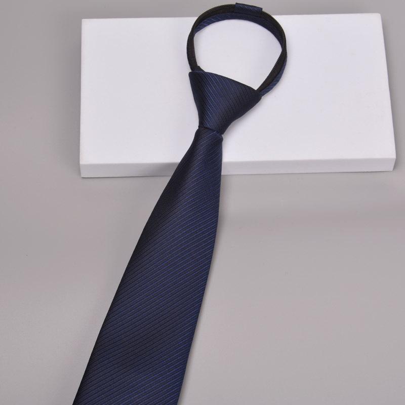 Krawatte Herren Reißverschluss Knotenfrei Klassisch Blau Schwarz Burgunder Einfarbig Gestreift Anzug Kleid Kragen