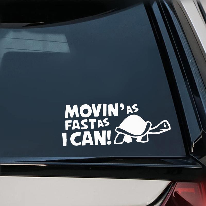 Adesivo Divertente Per Auto 'Movin' As Fast As I Can' Con Tartaruga - Confezione Da 2 In Vinile Resistente Per Paraurti, Finestrini, Laptop - 5