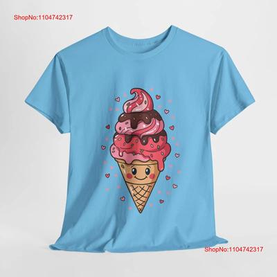 Cute Ice Cream Heavy Cotton T Shirt Summer Vintage Washed Soft Streetwear Designer Clothes Versatile Top For Everyday Wear