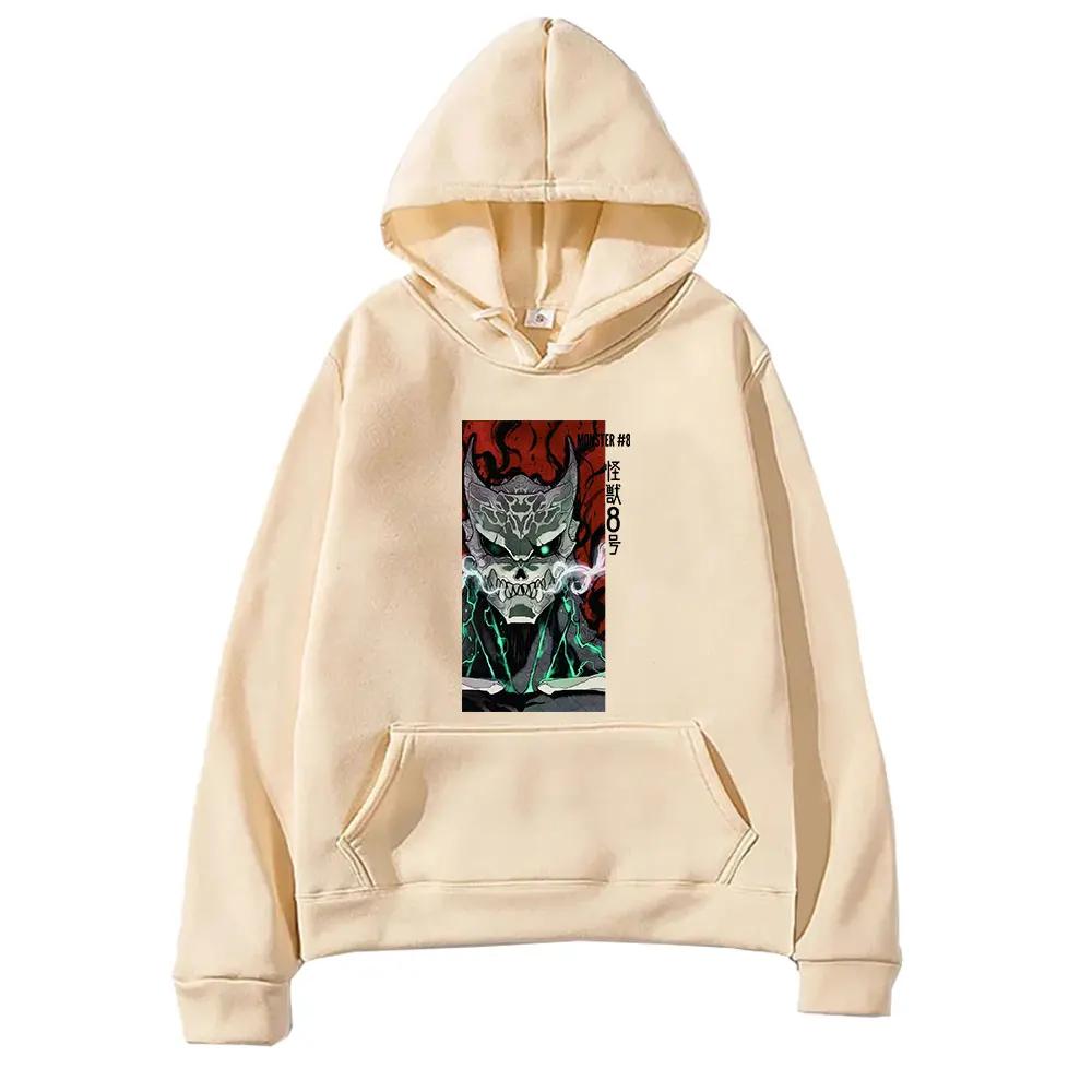 Manga Kaiju No.8 Print Sweatshirt Fall Long Sleeve Fleece Soft Hoodies Harajuku Oversized Anime Printed Streetwear Clothing