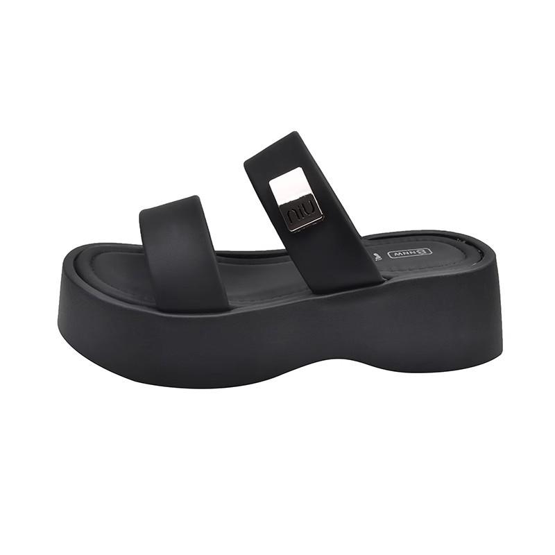 Height-increasing platform slippers women's summer outer wear fashion and high-end new slope heel sandals