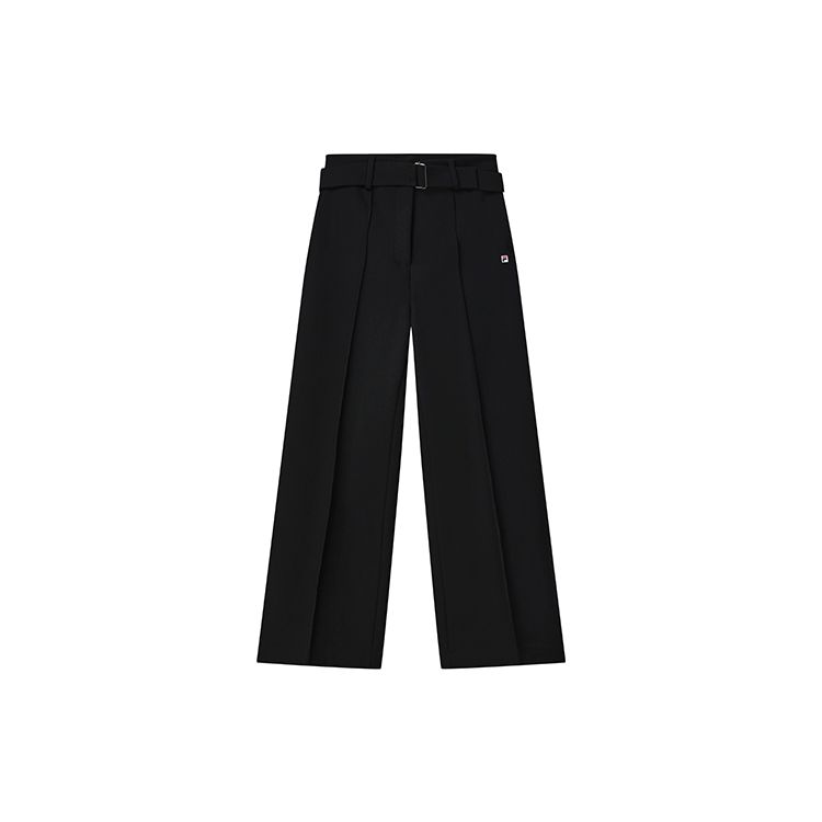 

FILA Однотонные широкие тканые повседневные брюки с логотипом женские брюки черного цвета F11W231803F-BK S