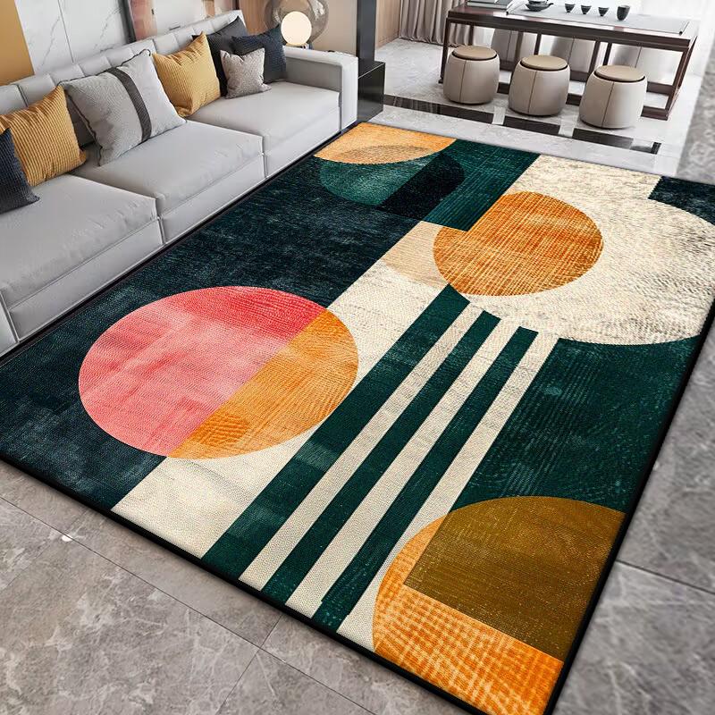 Nordic Light Luxury Geometry Carpet for Living Room Decor Soft Easy Cleaning Rugs for Bedroom Large Area Abstract Red Floor Mat
