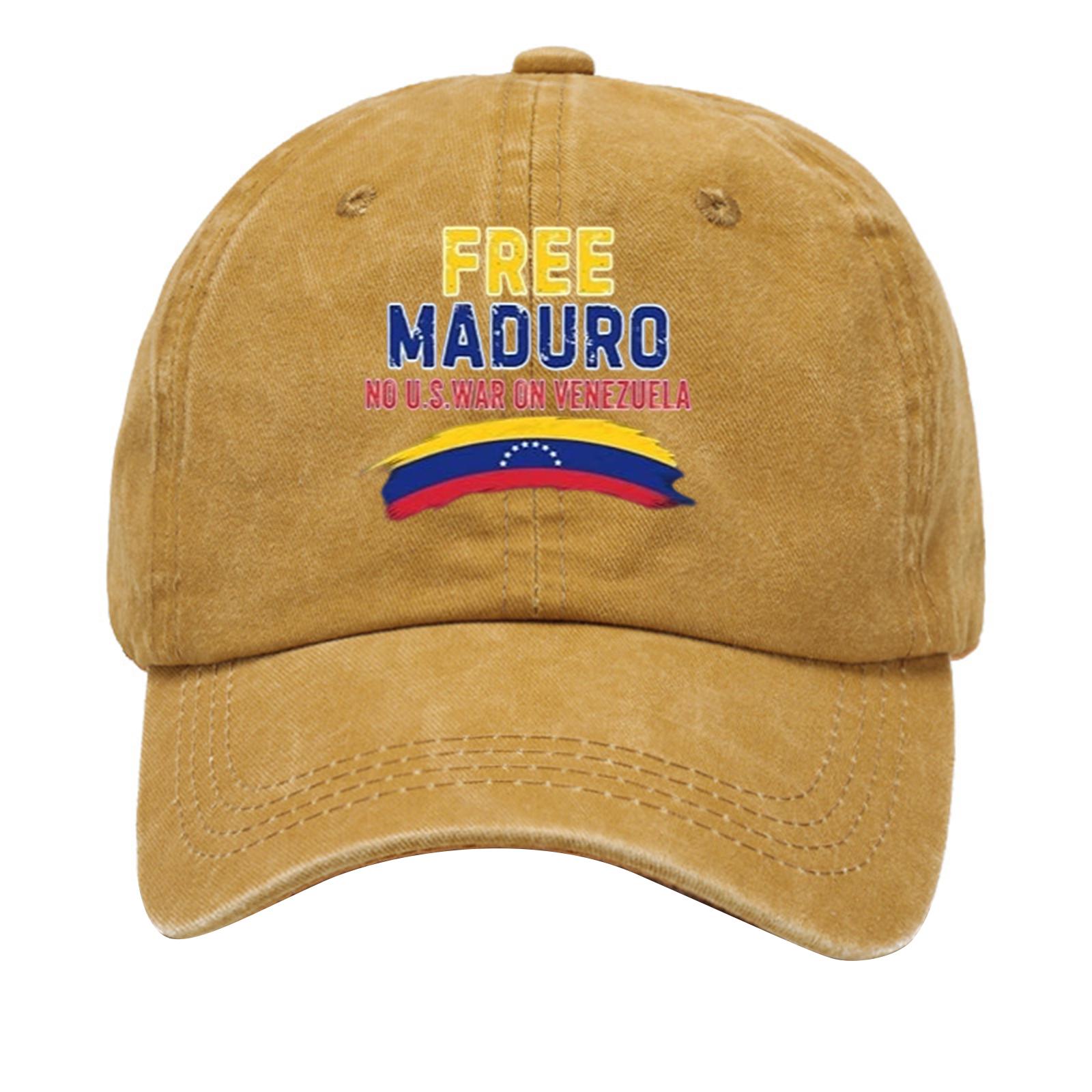 

Washed Cotton Baseball Cap With Printed Distressed Soft Top Denim Hat For Men, European And American Retro Hat one size жовтий