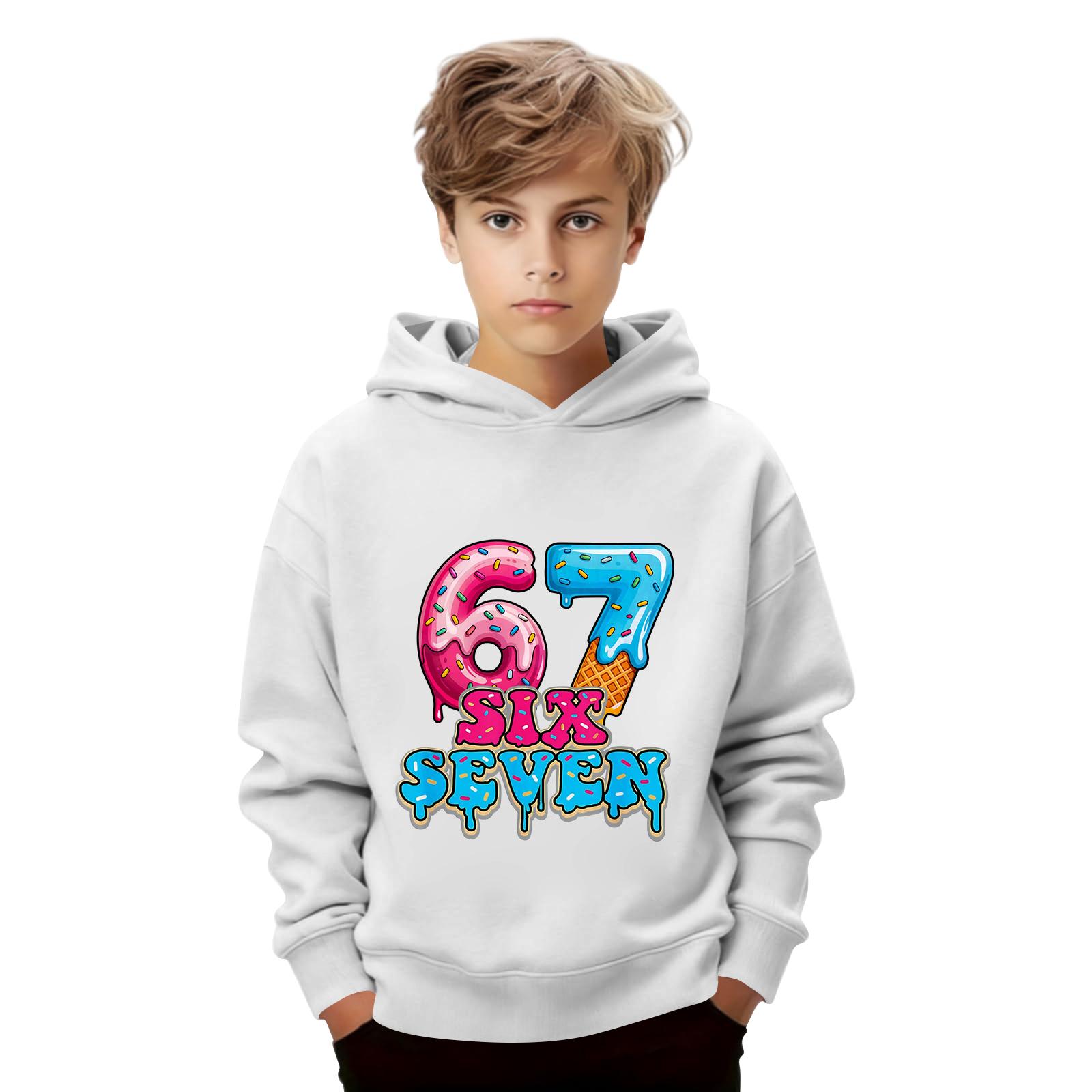 

Детский пуловер с длинным рукавом, свободного кроя, с принтом букв, капюшоном на шнурке 120 белый