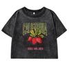 California Strawberries Print Women Tshirts Washed Street Retro Short Sleeve Slim Summer Fitness Clothing