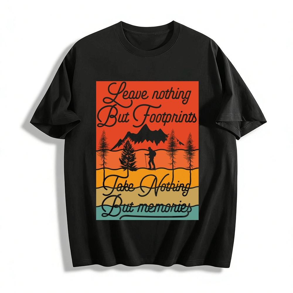 

Leave Nothing But Footprints Outdoor Hiking Eco Slogan Tee Pure cotton T-shirt XXS