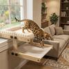 Lit de fenêtre pour chat avec cadre en bois Coussin en peluche Hamac pour chat Meubles pour animaux de compagnie Perchoir pour chat Hamac Utilisation à domicile