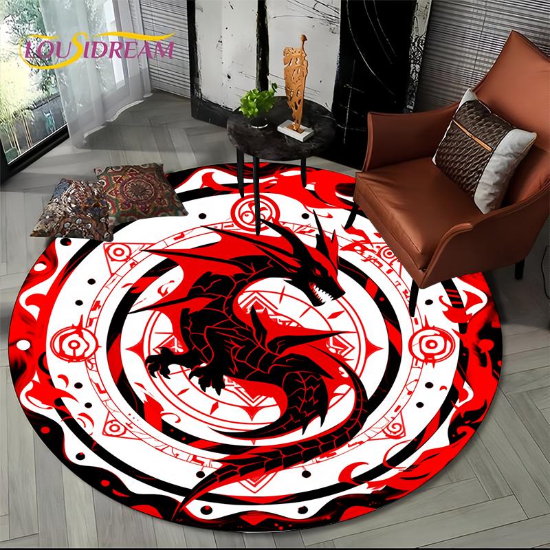 Fashion Dragon Round Carpets Living Room Bedroom Area Rug Room Bedside Chair Floor Mat Decorat Alfombra Birthday gift Poster Mat