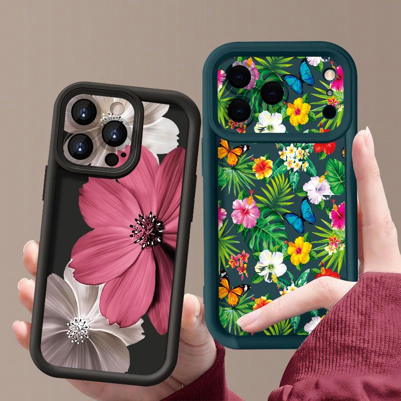 Floral Pattern Case For iPhone 17 Pro Max Shockproof Soft Silicone Bumper Cover For iPhone 16 15 Pro Max 14 13 11 16E 17E