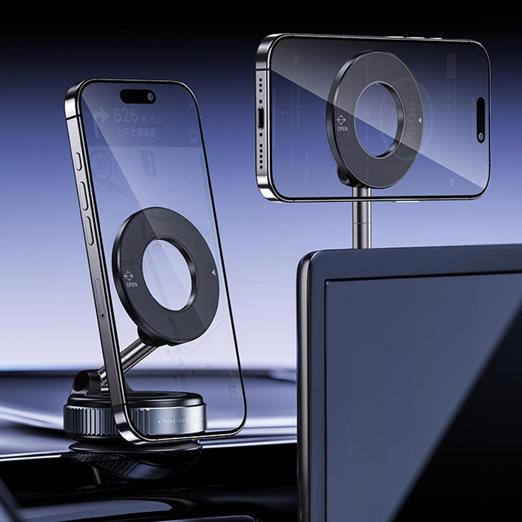 Vacuum Suction Magnetic Holder 360 Degree Adjustable Car Phone Holder Foldable Foldable Pocket Size Automotive Cellphone Stand