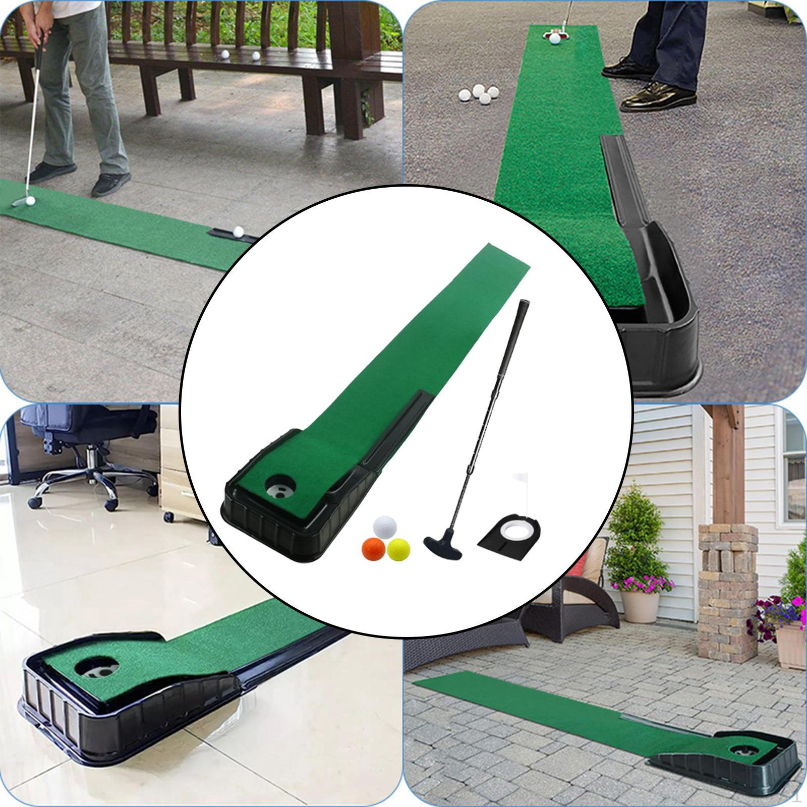 

Мат для гольфу з автоматичним поверненням м яча. Покращуйте точність та швидкість. Тренажер для паттера з 3 м ячами. Black Putter