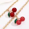 Fashionable Exaggeration Red Cherry Fruit Pendant Personalized Thick Chain Necklace For Women