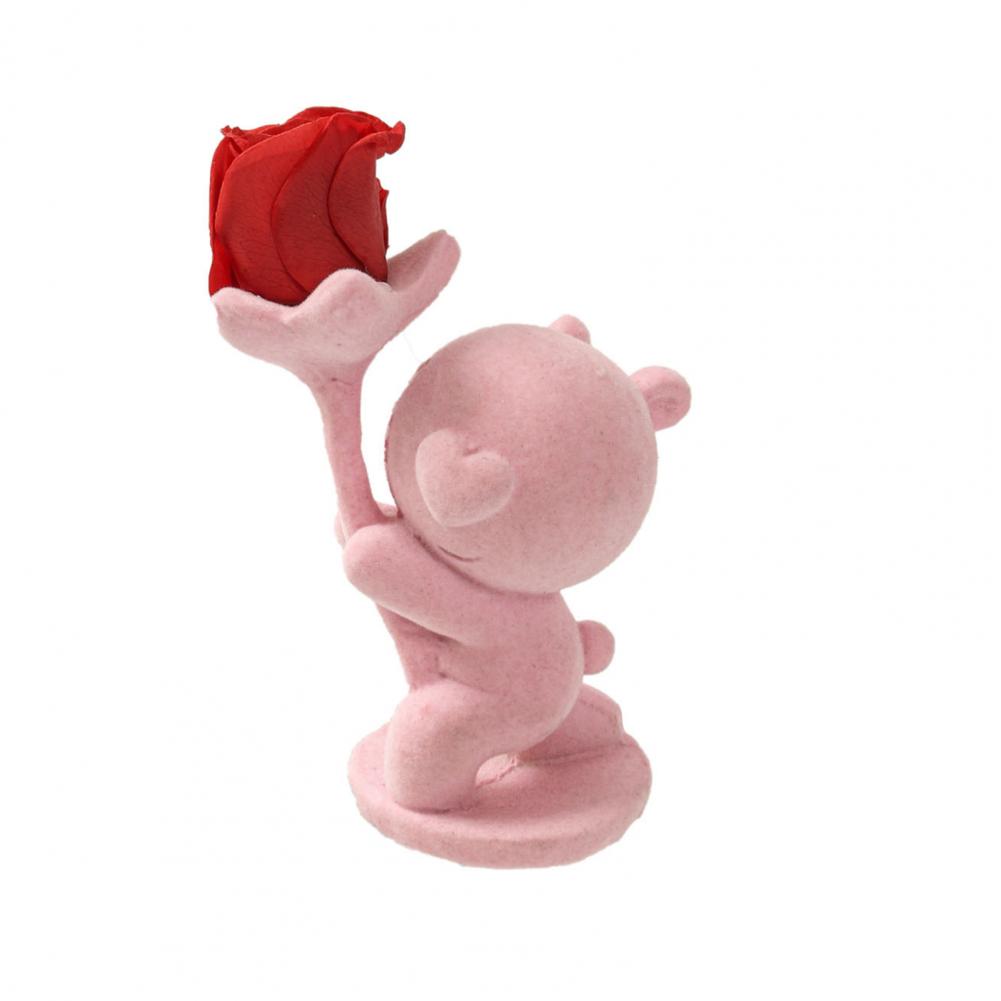 Eternal Flower Bear Decor Valentine’s Day Bear Ornament with Preserved Rose Eternal Flower Decoration Wedding for Couples розовый